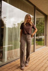 Brown Leopard Print Denim Jeans