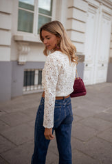 White Crochet Eyelet Blouse