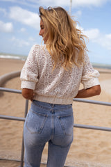 White Crochet Lace Front Twist Blouse