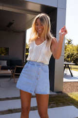 Light Blue Denim Skort