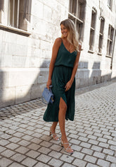 Dark Green Slip Midi Dress