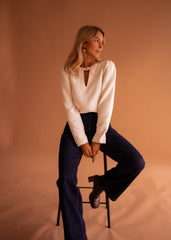 White Snap Button Neckline Blouse