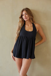 Black Halter Babydoll Romper
