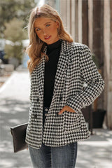Demille Pocketed Houndstooth Peacoat