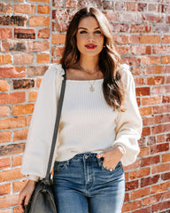 Kodi Ribbed Puff Sleeve Knit Sweater - Ivory