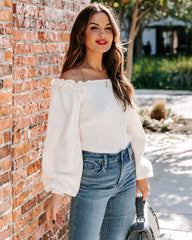 Kodi Ribbed Puff Sleeve Knit Sweater - Ivory