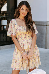 Brianna Floral Ruffle Tiered Dress - Yellow