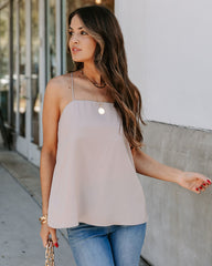 Crest Square Neck Cami Tank - Light Taupe