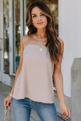 Crest Square Neck Cami Tank - Light Taupe