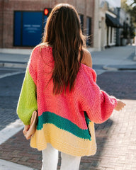Green Colorblocked Open Front Cardigan