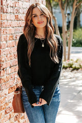 Slippery Slope Crop Knit Sweater - Black - FINAL SALE