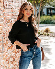 Slippery Slope Crop Knit Sweater - Black - FINAL SALE