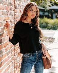 Slippery Slope Crop Knit Sweater - Black - FINAL SALE