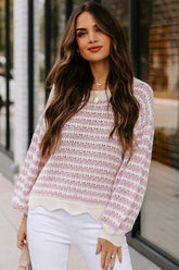 Lavender Crochet Knit Sweater