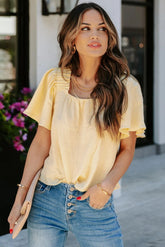 Ariana Cotton Square Neck Top - Lemon