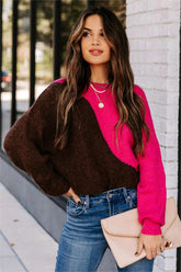 Copa Colorblock Knit Sweater - Fuchsia Cocoa - FINAL SALE