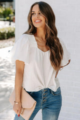 Ariana Cotton Square Neck Top - Off White