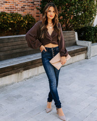 Katia Twist Front Crop Sweater - Dark Mocha - FINAL SALE