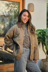 Khaki Quilting Patched Pockets Coat