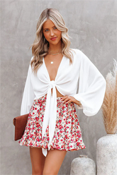 Element Of Truth Floral Ruffle Mini Skirt