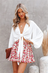 Element Of Truth Floral Ruffle Mini Skirt