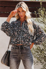 Elmore Floral Button Down Crop Blouse