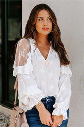 Emersyn Embroidered Lace Ruffle Top