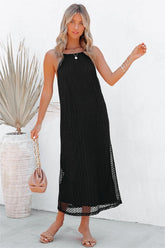 Esplanade Crochet Midi Dress - Black - FINAL SALE