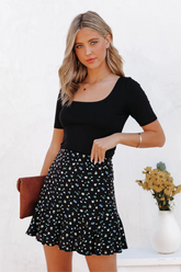 Filipa Floral Mini Skirt - Black - SALE
