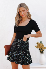 Filipa Floral Mini Skirt - Black - SALE