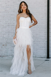 For Eternity Tulle Ruffle Maxi Skirt - White