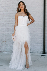 For Eternity Tulle Ruffle Maxi Skirt - White