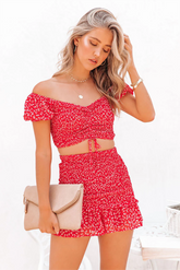 Forever After All Floral Smocked Skort - Red