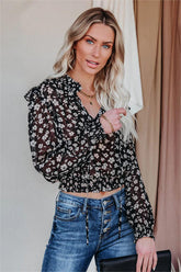 Gavin Floral Swiss Dot Crop Blouse