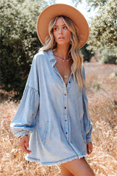 Goldendale Pocketed Chambray Button Down Tunic