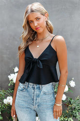 Gratitude Satin Crop Babydoll Tank - Black