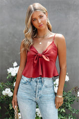 Gratitude Satin Crop Babydoll Tank - Cinnamon