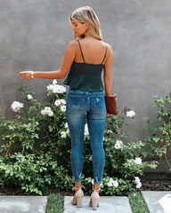 Gratitude Satin Crop Babydoll Tank - Sea Green