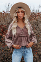 Havasu Crop Babydoll Top - Espresso