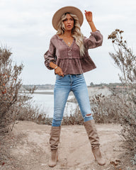 Havasu Crop Babydoll Top - Espresso