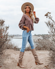 Havasu Crop Babydoll Top - Espresso