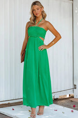 Hit The Beach Smocked Halter Maxi Dress - Kelly Green