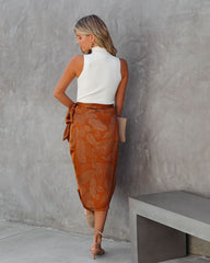 Hutchinson Printed Satin Wrap Midi Skirt