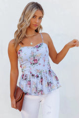 Hyland Floral Peplum Tank - Blue Multi