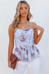Hyland Floral Peplum Tank - Blue Multi