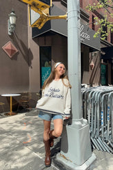 Beige Letter Print Pullover Sweater