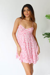 Light Pink Floral Slip Mini Dress