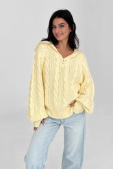 Butter Yellow Cable Knit Sweater