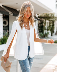 In The Works Pocketed Cape Jacket - Off White