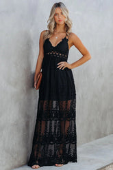 Invite Tranquility Lace Maxi Dress - Black - FINAL SALE